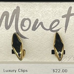 Luxury Monet Clip Hoop Earrings, Signed